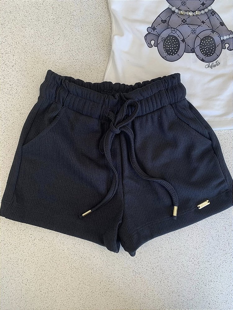 Conjunto Urso Short Preto Infanti