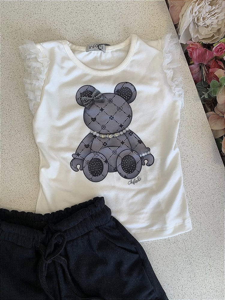 Conjunto Urso Short Preto Infanti