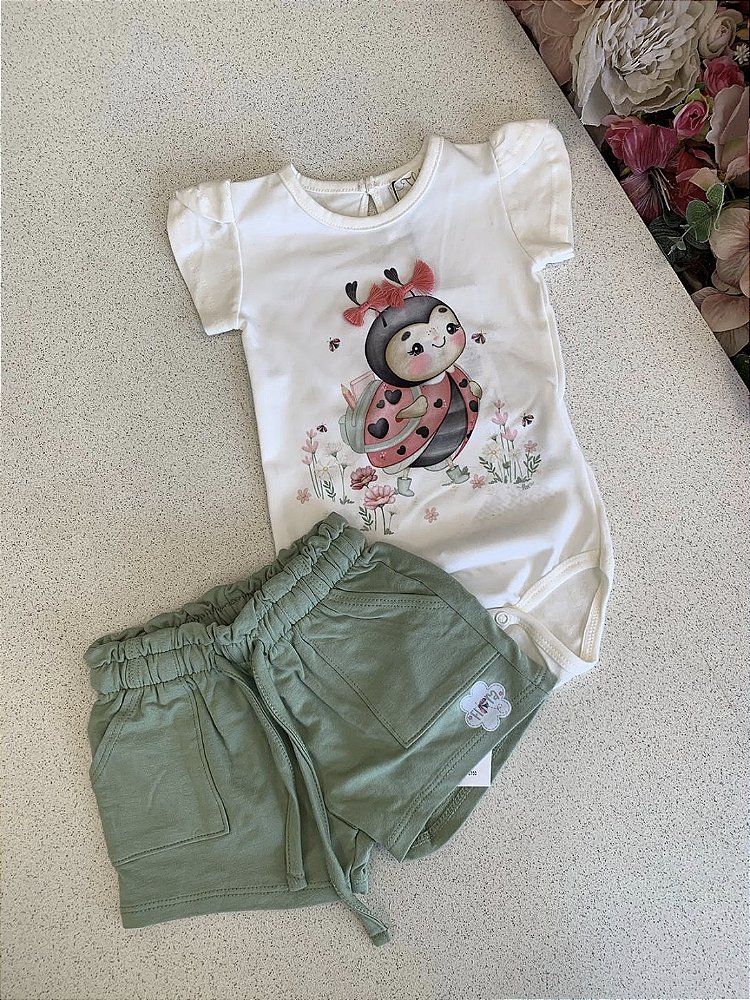 Conjunto Body c/ Shorts Joaninha Infanti