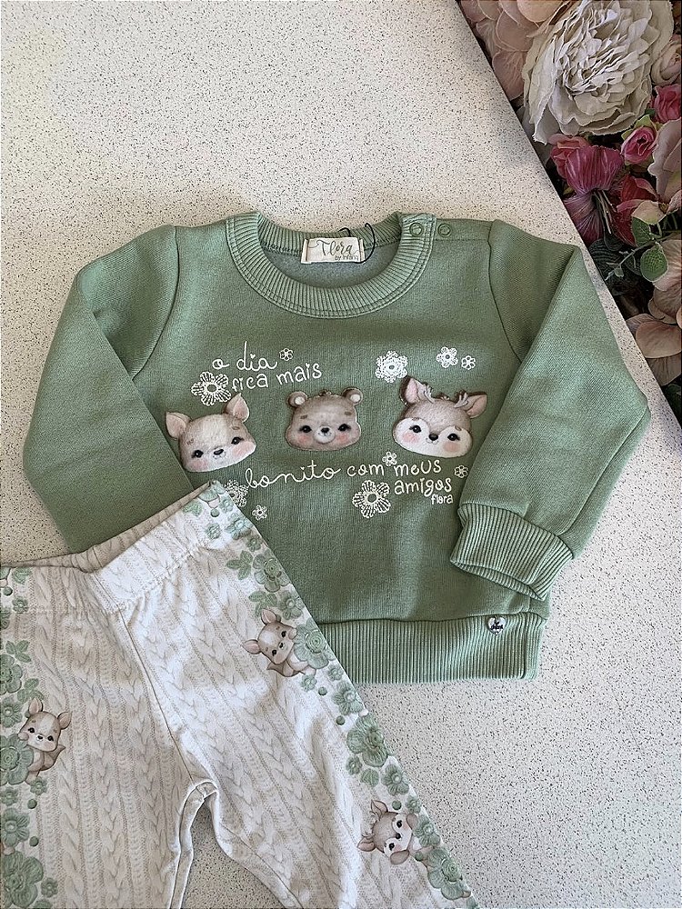 Conjunto Moletom c/ Calça Verde Claro Infanti