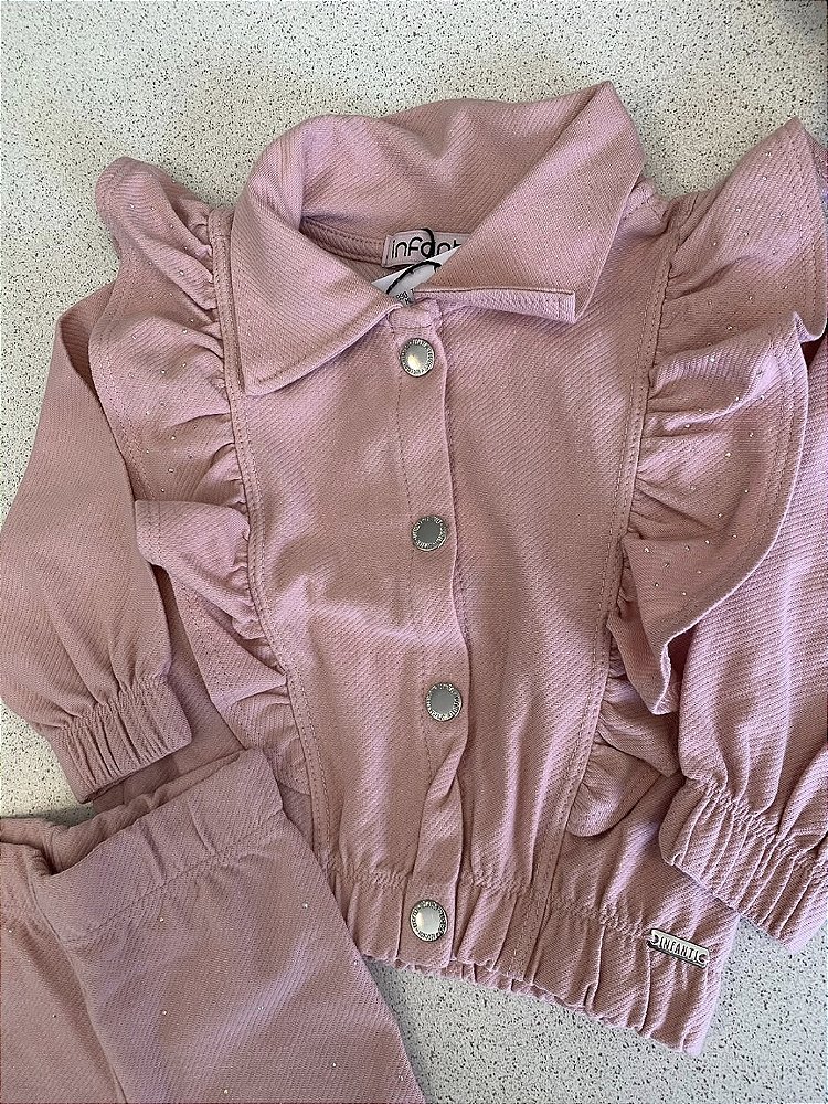 Conjunto Jaqueta Babados c/ Calça Rosa Infanti