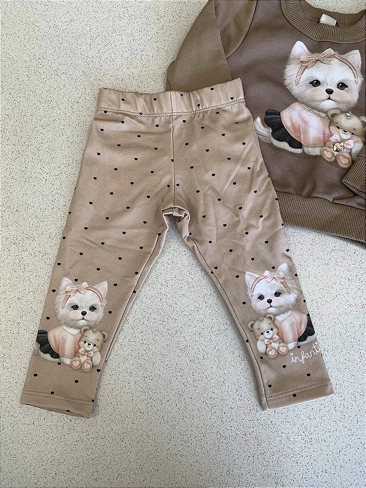 Conjunto Moletom Cachorrinho Marrom Infanti