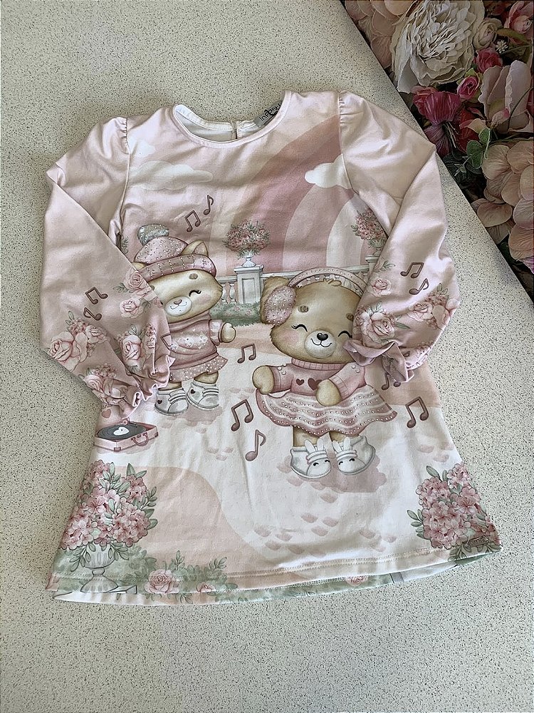 Vestido ML em Malha Rosa Infanti
