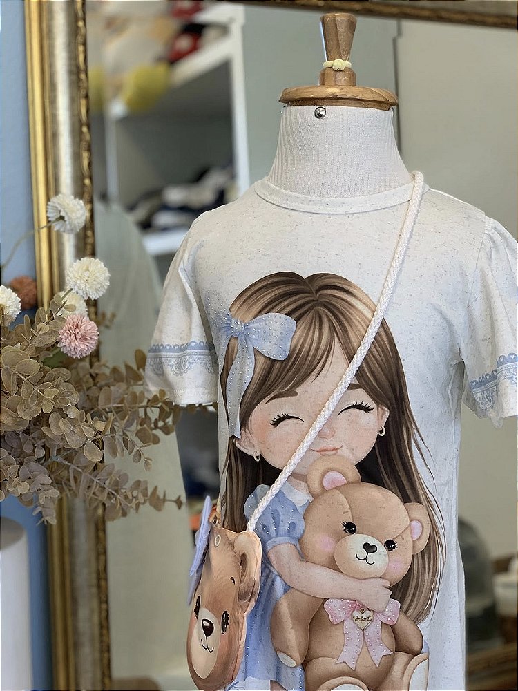 Vestido Malha c/ Bolsa de Urso Infanti
