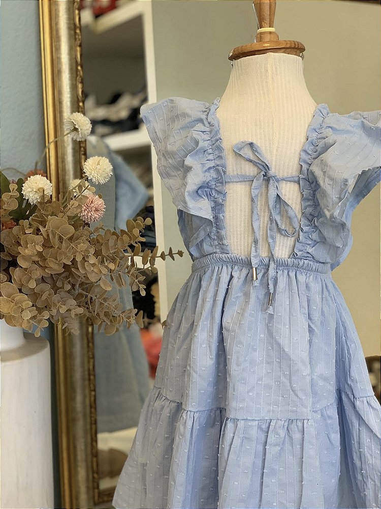 Vestido Tricoline Azul Angel Infanti