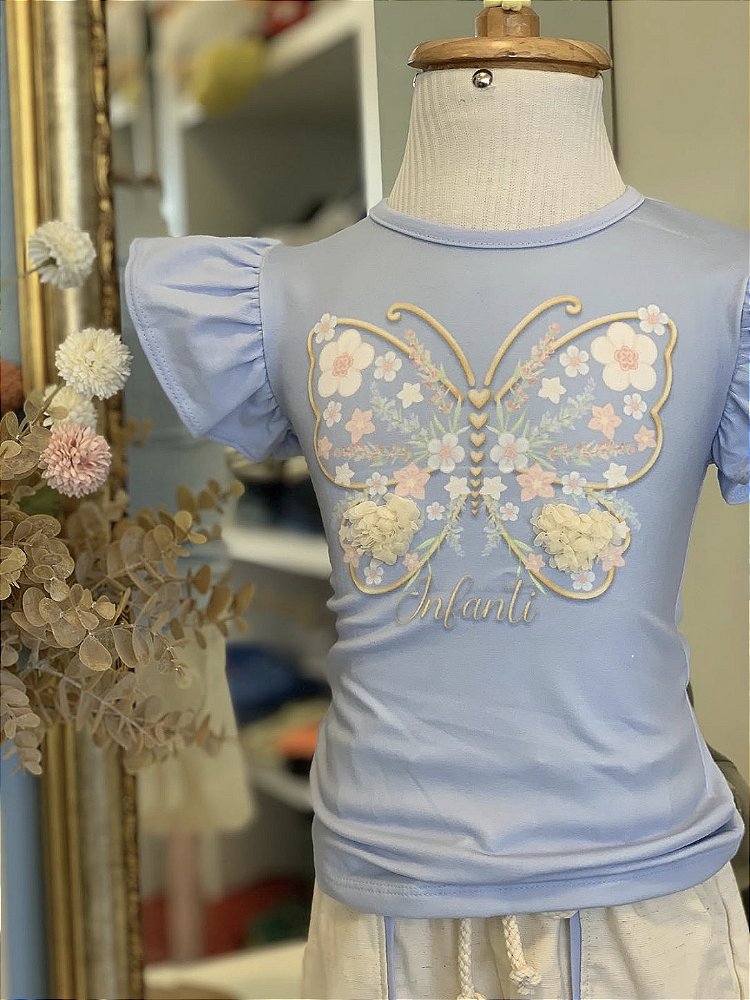 Conjunto Borboleta Azul Angel Infanti