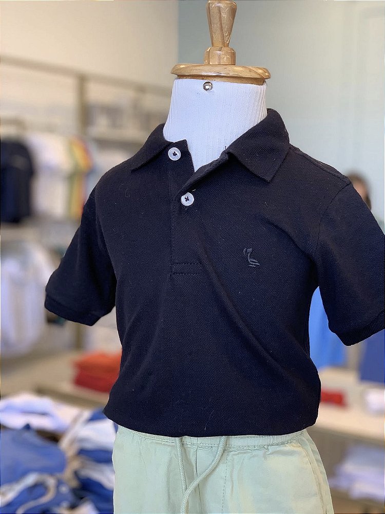Conjunto Polo Preta e Short Sarja Verde Dudes