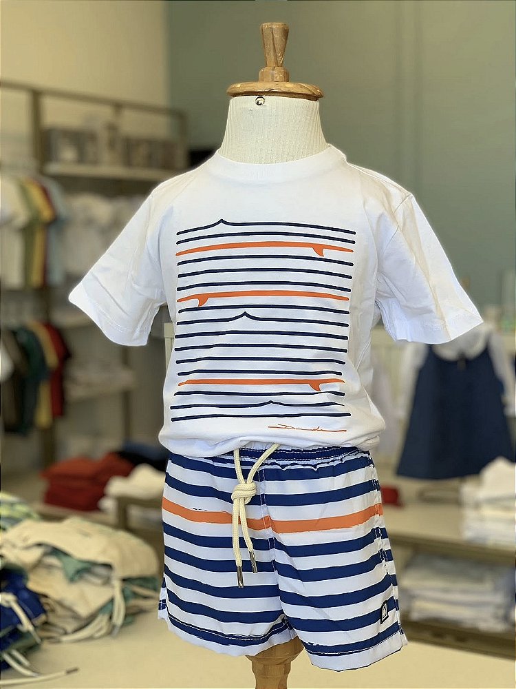 Conjunto Camiseta e Shortb Tactel Listrado Dudes