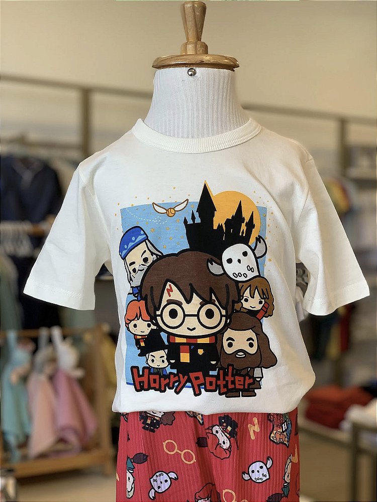 Pijama MC Marfim Harry Potter Masculino Veggi