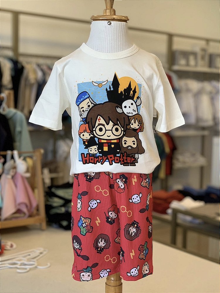 Pijama MC Marfim Harry Potter Masculino Veggi