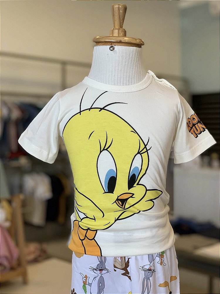 Pijama MC Marfim Looney Tunes Unissex Veggi
