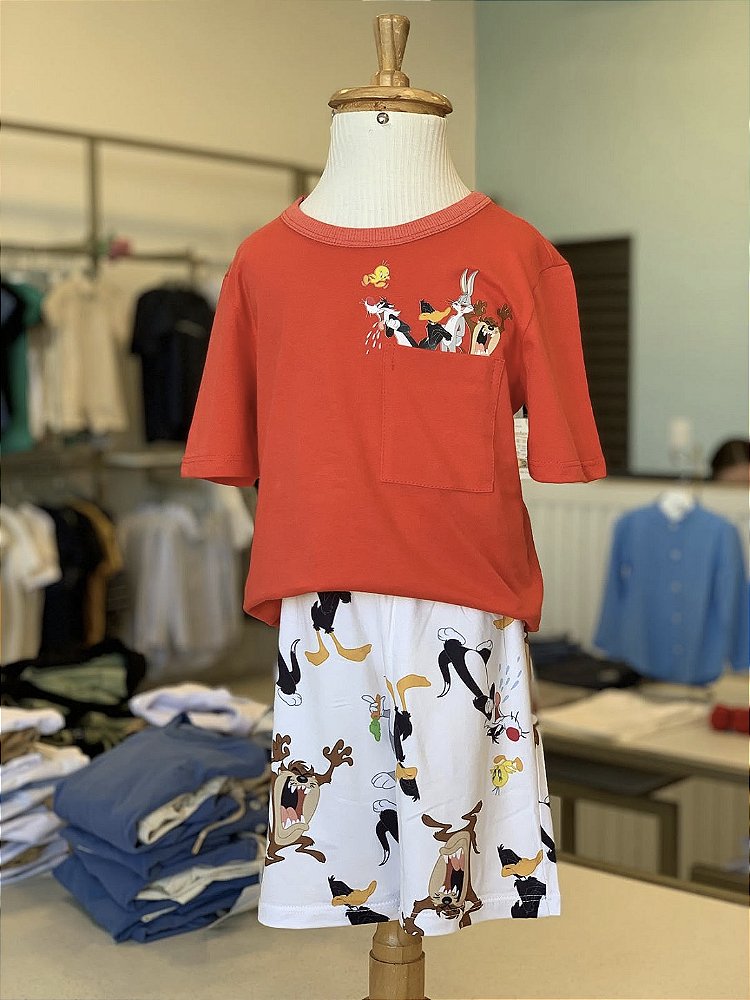 Pijama MC Vermelho Looney Tunes Masculino Veggi