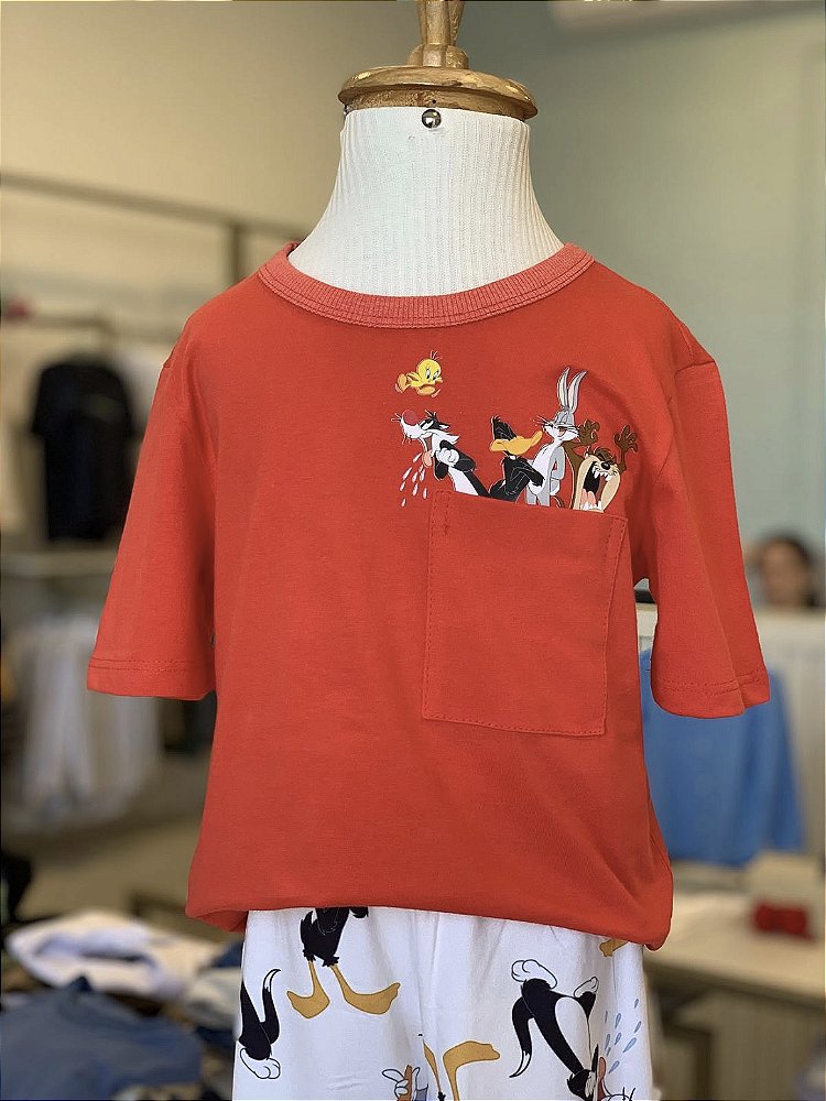 Pijama MC Vermelho Looney Tunes Masculino Veggi
