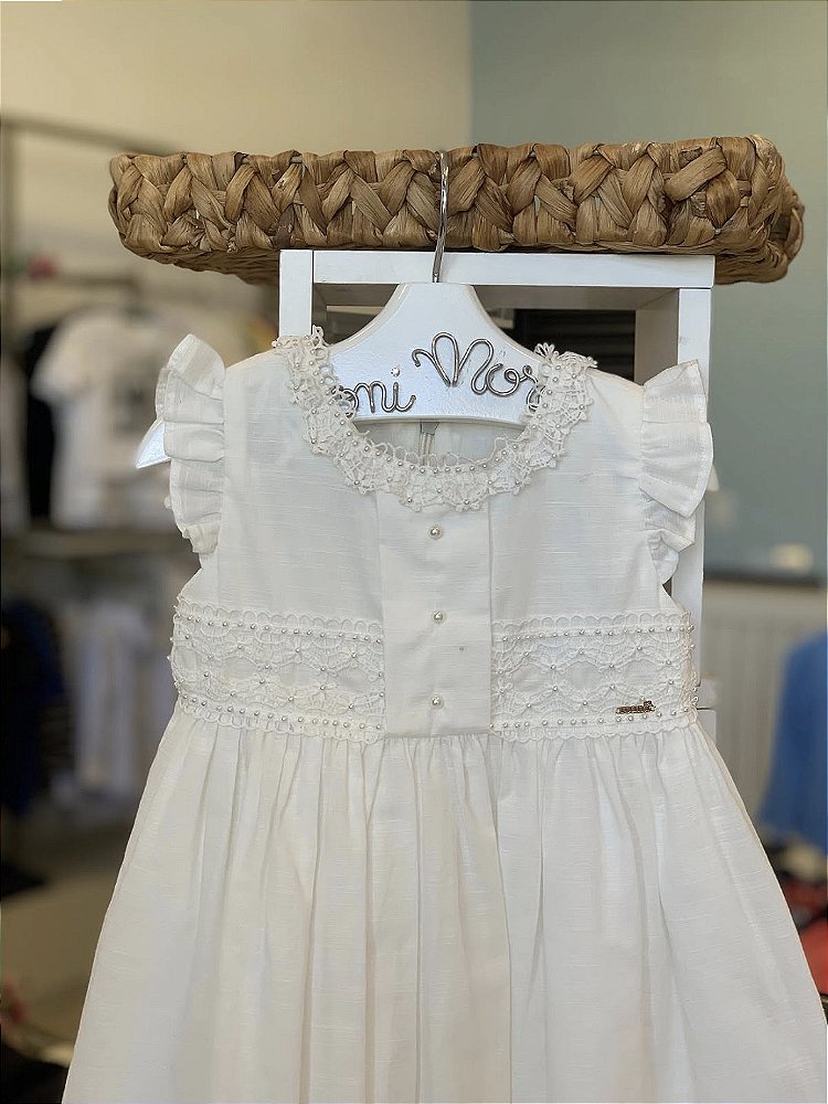 Vestido Batizado Marfim Roana