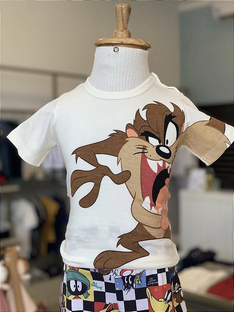 Pijama MC Marfim Looney Tunes Masculino Veggi