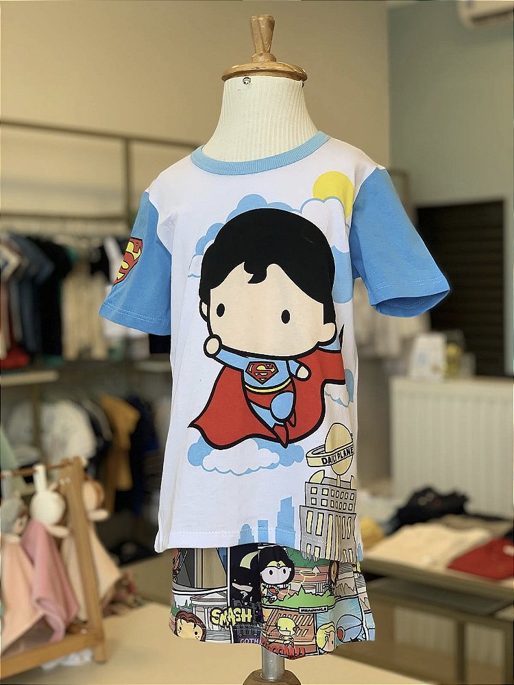 Pijama MC Branco Superman Masculino Veggi