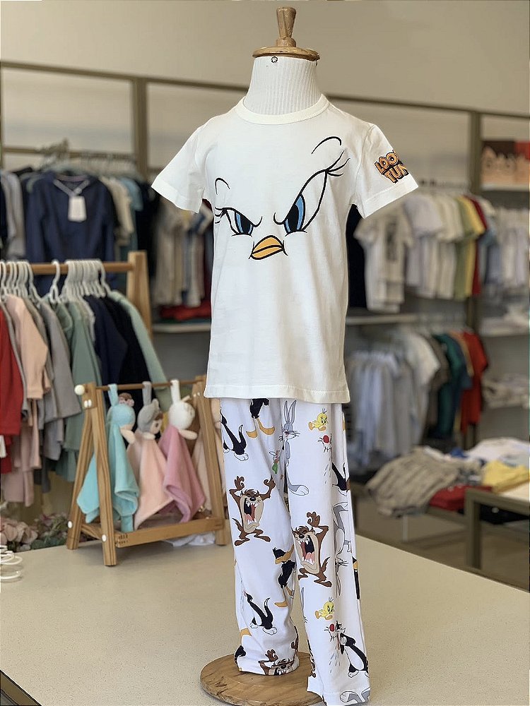 Pijama ML Marfim Looney Tunes Unissex Veggi
