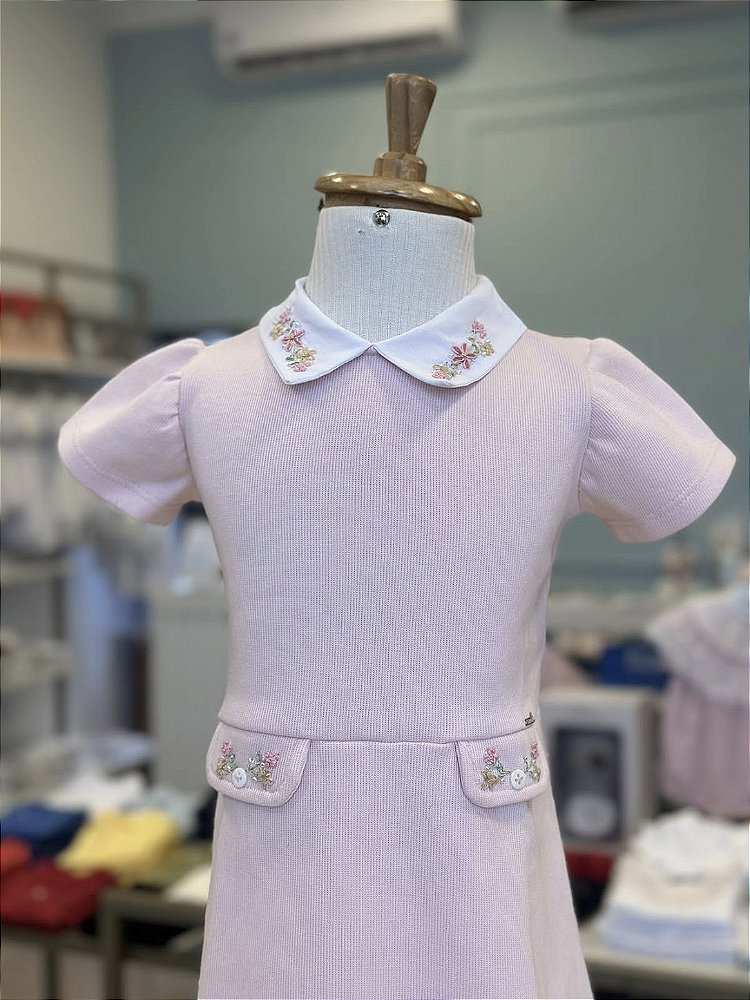 Vestido Rosa Malha Canelada Roana