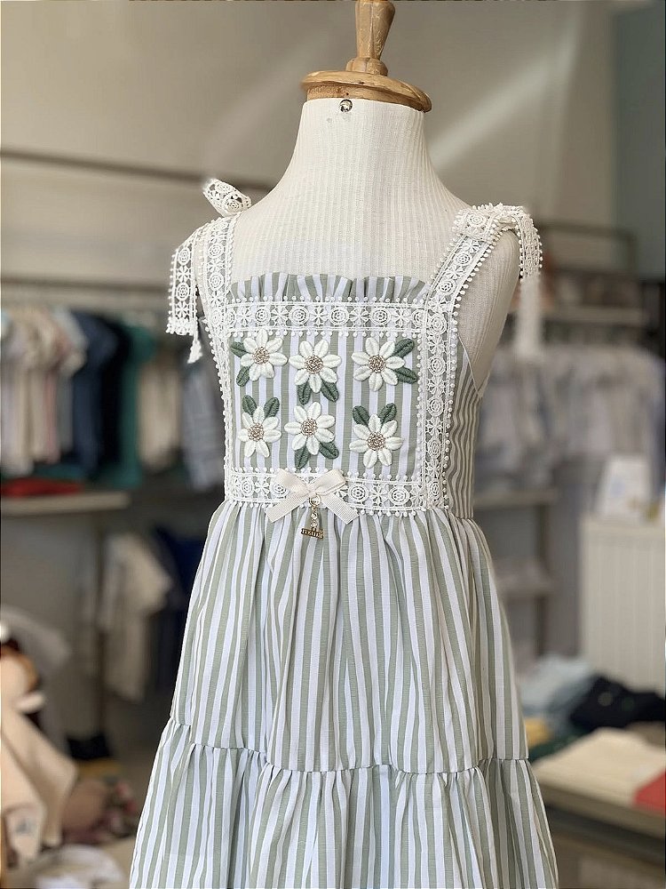Vestido Margaridas Verde Roana