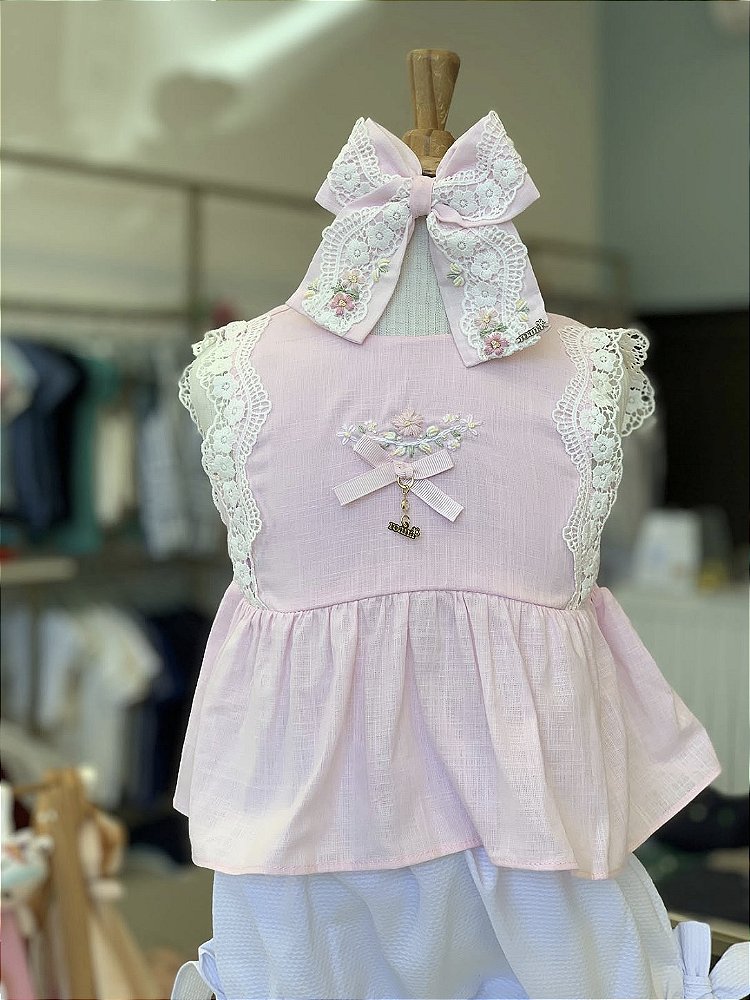 Bata c/ Culote Jardim de Verão Rosa Roana
