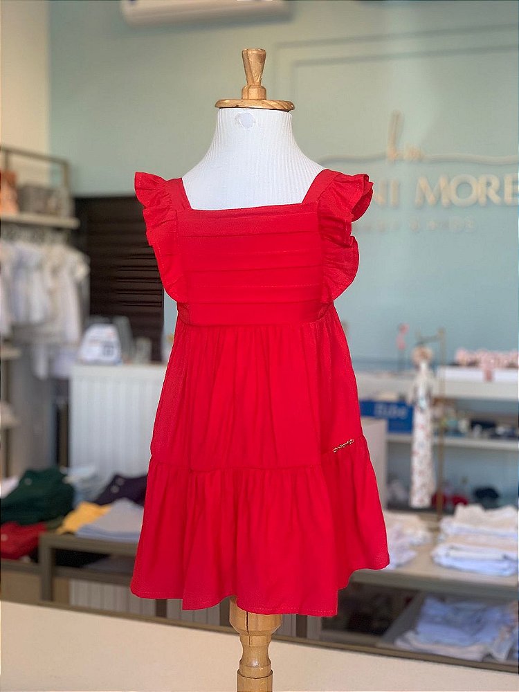 Vestido Alça Vermelho Escuro Infanti