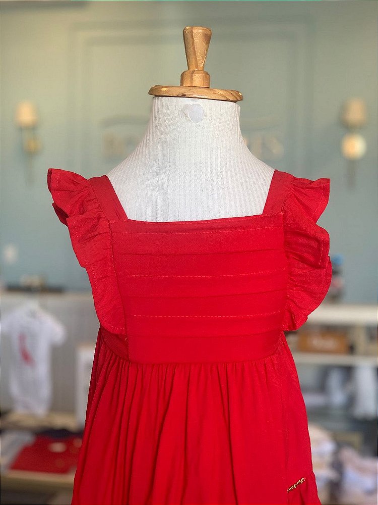 Vestido Alça Vermelho Escuro Infanti