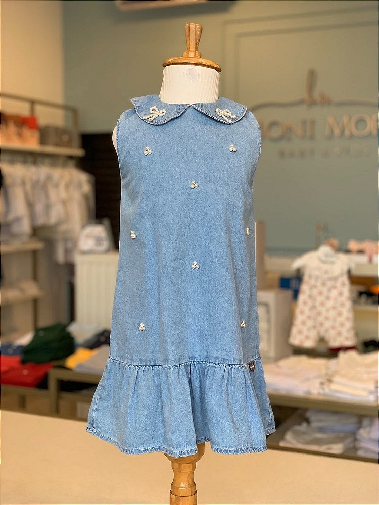 Vestido Regata Azul Jeans Infanti