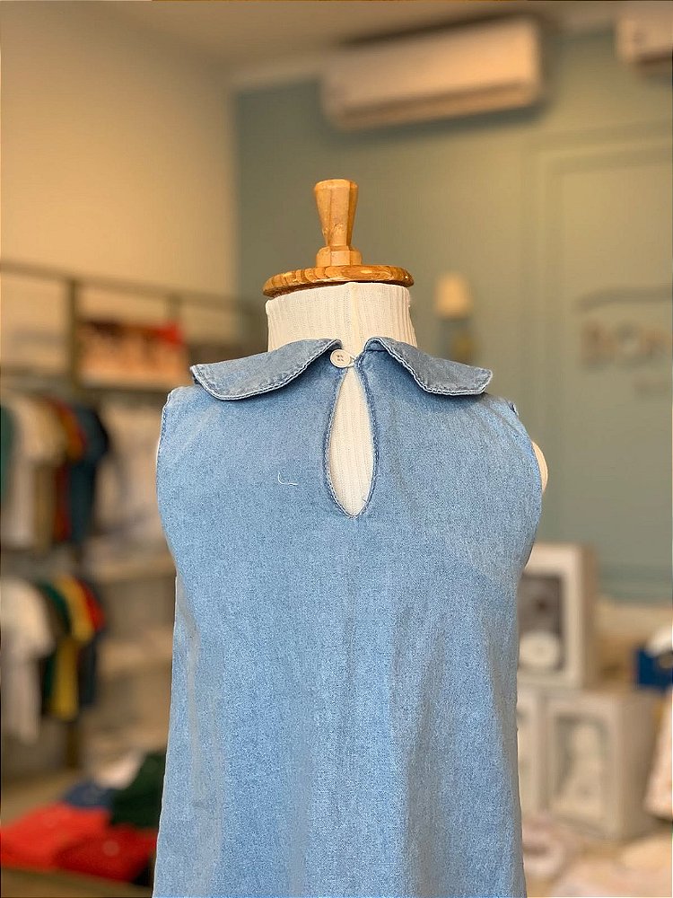 Vestido Regata Azul Jeans Infanti