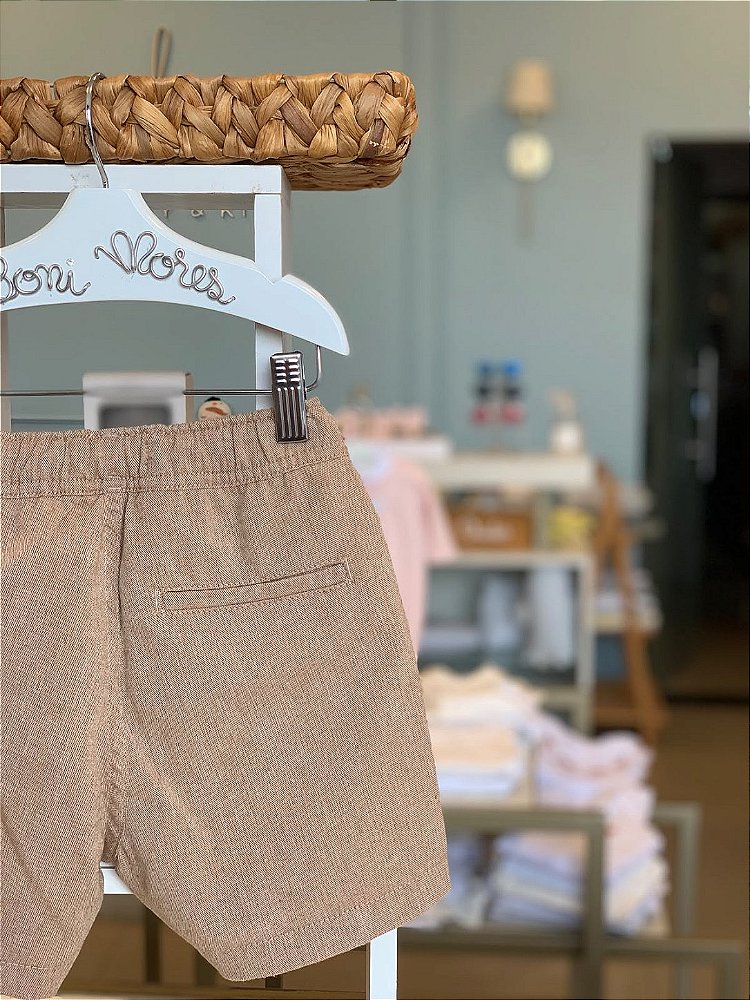 Bermuda Mini Linho Chambray - Khaki Dust Reserva