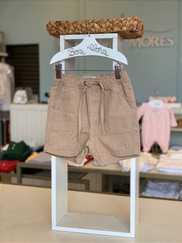 Bermuda Mini Linho Chambray - Khaki Dust Reserva