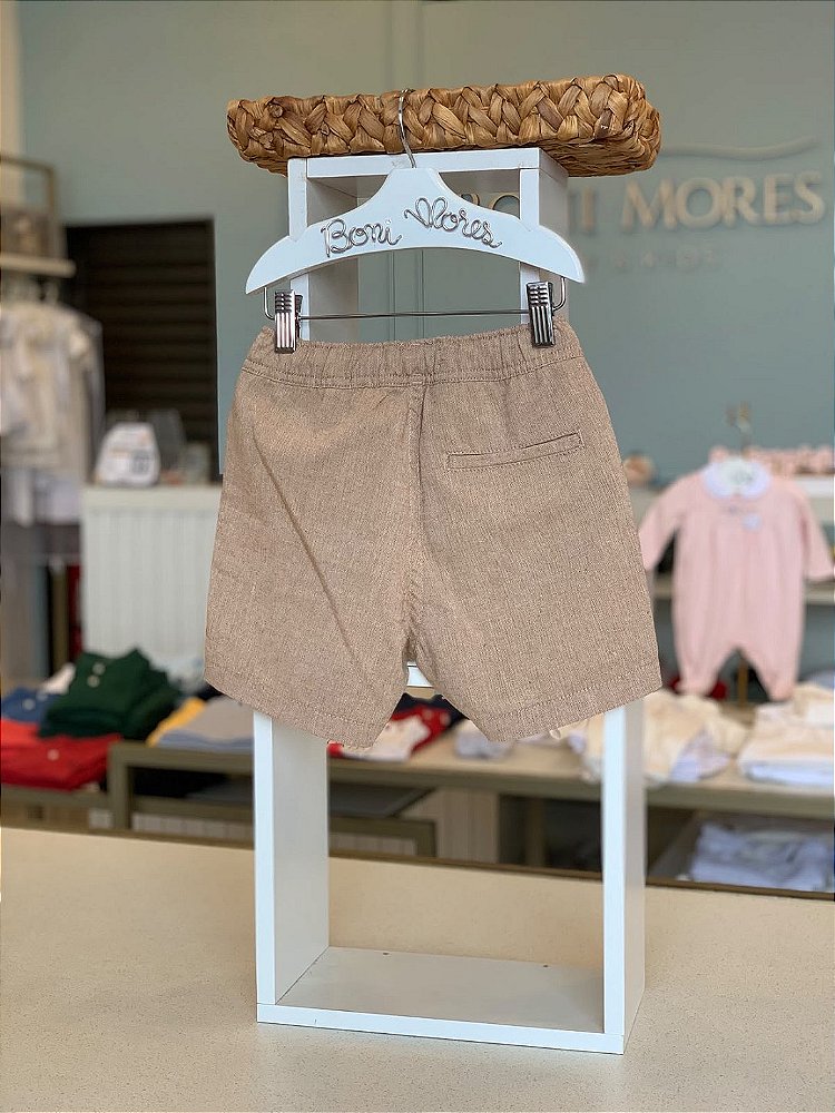 Bermuda Mini Linho Chambray - Khaki Dust Reserva