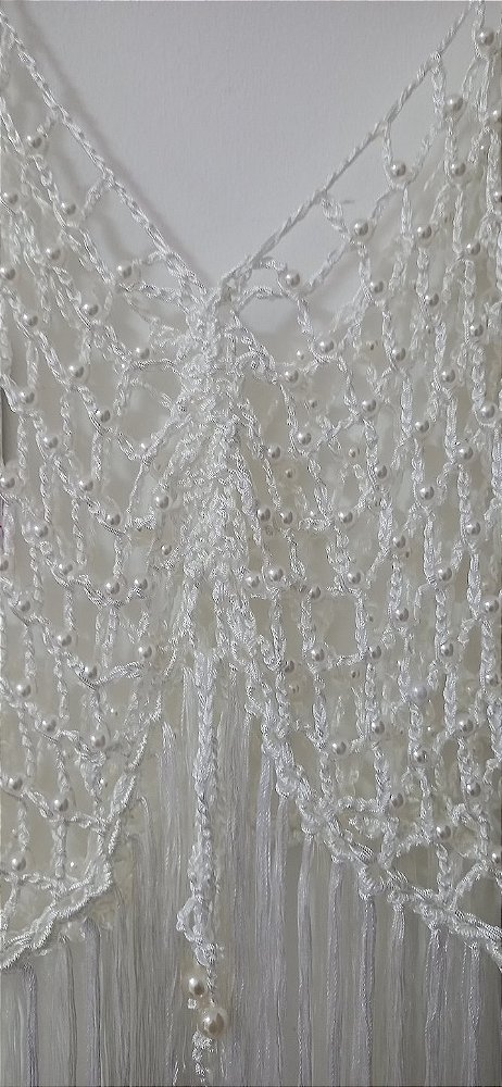 Blusinha de crochê com pérolas M off-white