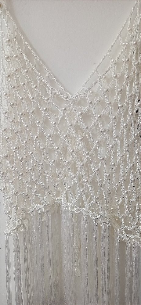 Blusinha de crochê com pérolas M off-white