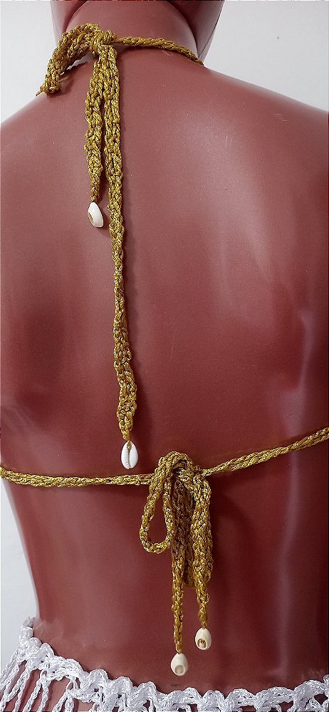 Top Crochê Dourado com Prata em Viscose