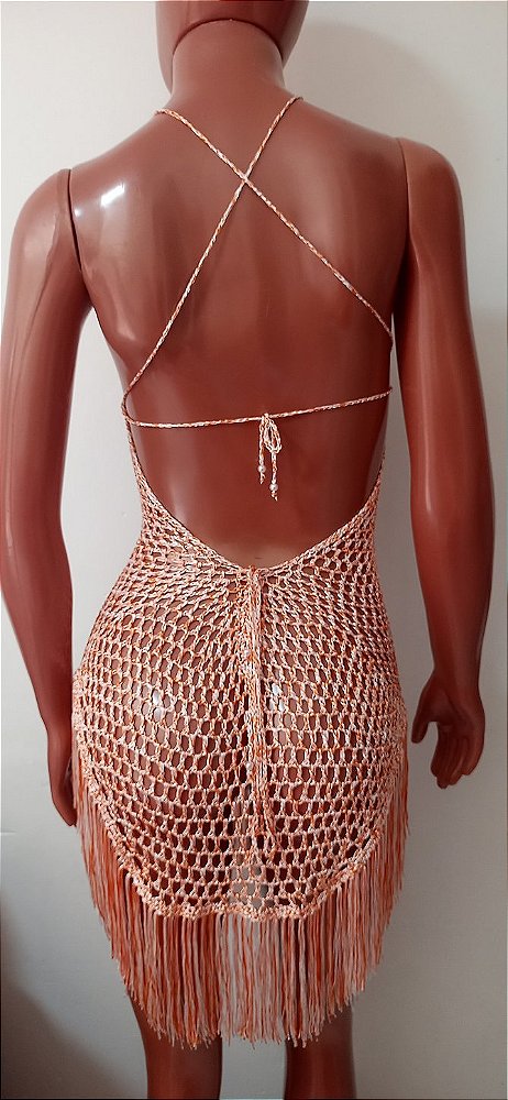 Vestido crochê saida de praia frente única M