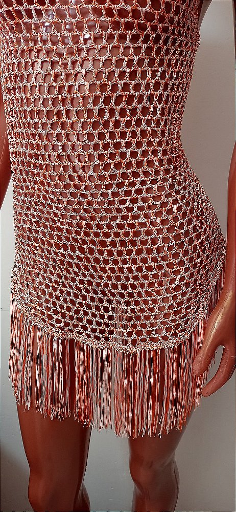 Vestido crochê saida de praia frente única M