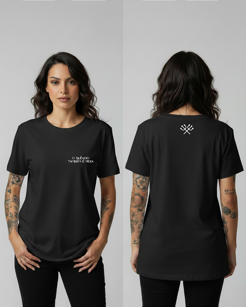 Camiseta Silêncio Também é Reza Preta