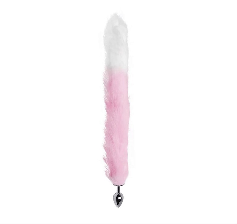 Plug Anal Rabo de Raposa Rosa e Branco