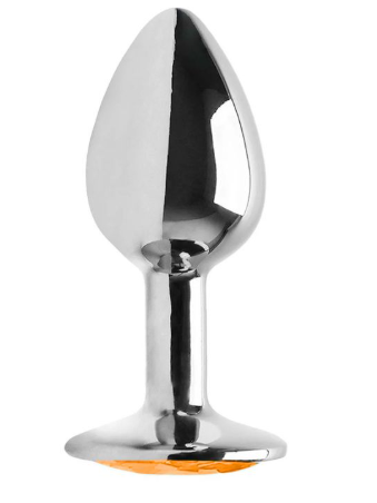 Plug Anal Metálico Cromado Tamanho G com Joia de Cristal Brilhante