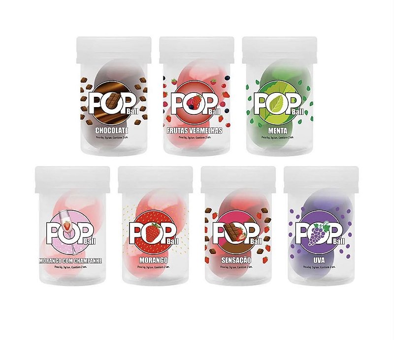 Bolinha Lubrificante Beijável Pop Ball Sensual Love Vários Sabores