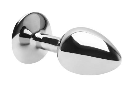 Plug Anal Metálico Cromado Tamanho G com Joia de Cristal Brilhante