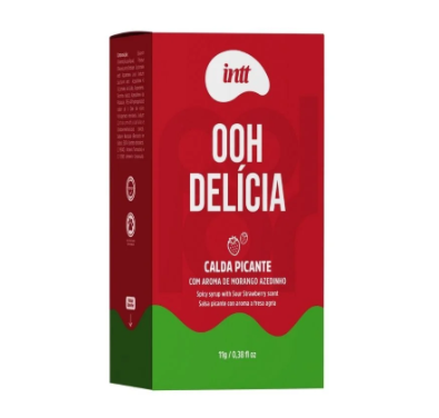 Gel de Massagem Beijável Ooh Delícia Calda Picante Morango Azedinho 11g Intt