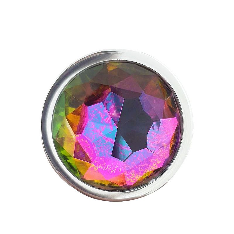 Plug Anal Metálico Cromado com Joia de Cristal Rosa Tamanho P