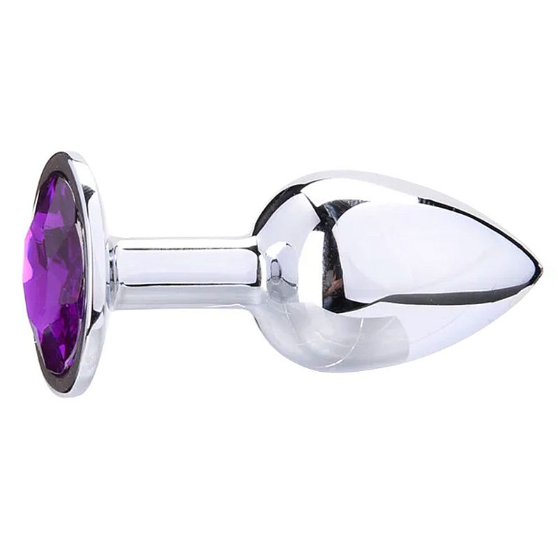 Plug Anal Metálico Cromado com Joia de Cristal Rosa Tamanho P