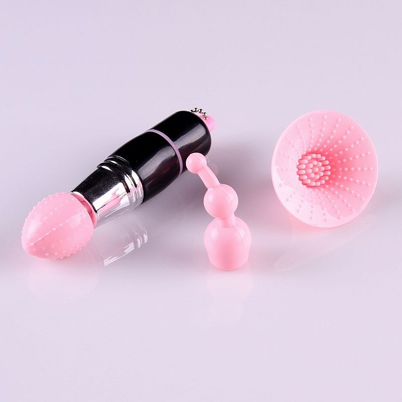 Mini Vibrador Estimulador de Clitóris 3 em 1 com Cabeças Removíveis Chaveiro