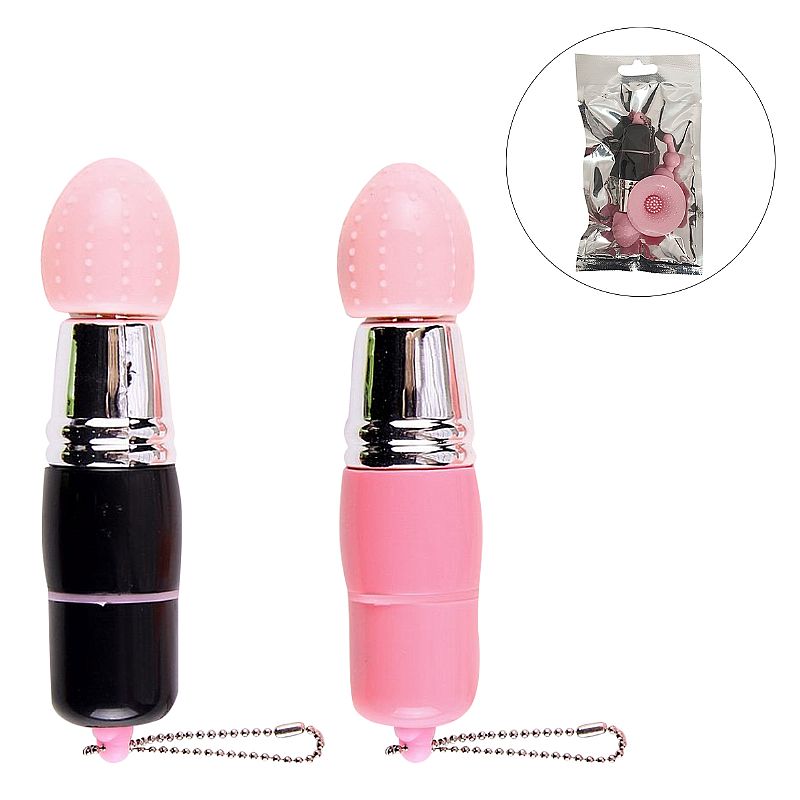 Mini Vibrador Estimulador de Clitóris 3 em 1 com Cabeças Removíveis Chaveiro