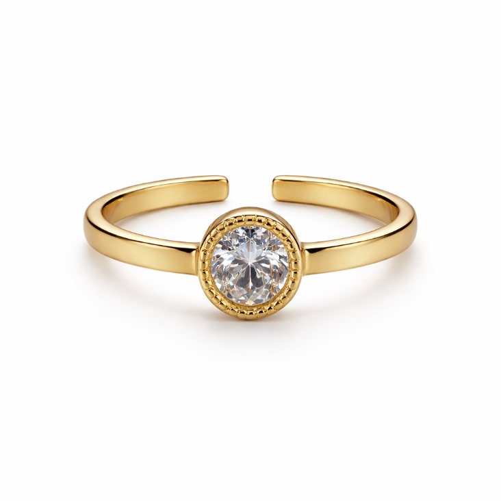 Anel Oval Regulável Banhado Dourado