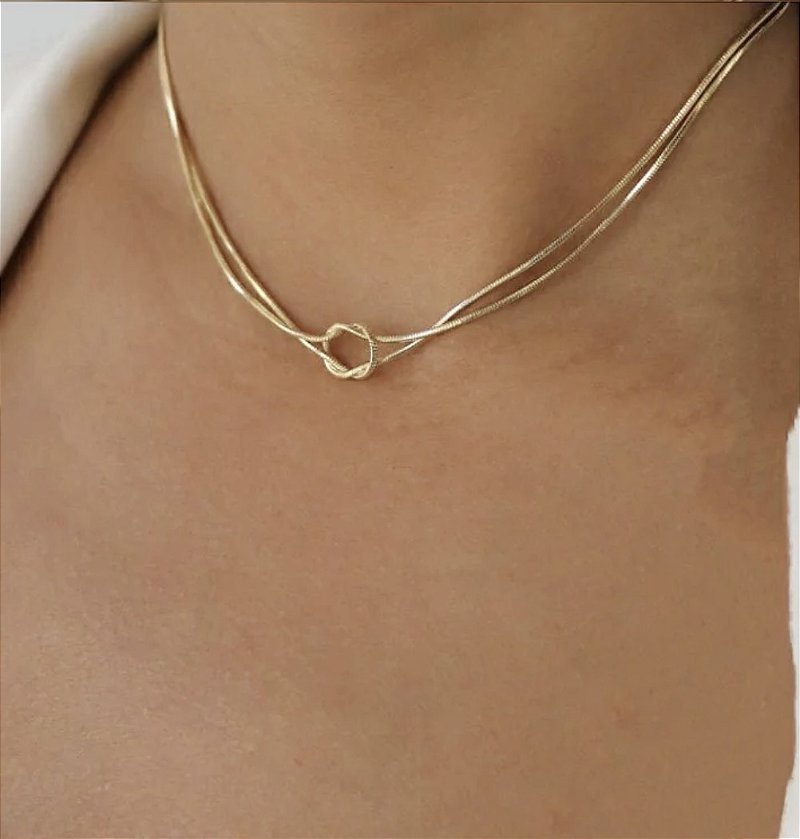 Choker No - Banhado Ouro 18k - Antialergico