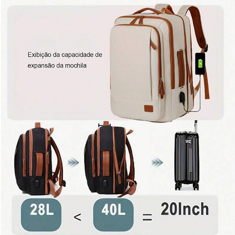 Mochila 4 em 1 grande com USB