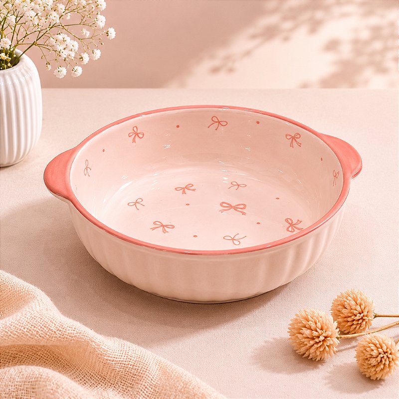 Bowl Laço em Cerâmica Premium para Servir e Assar